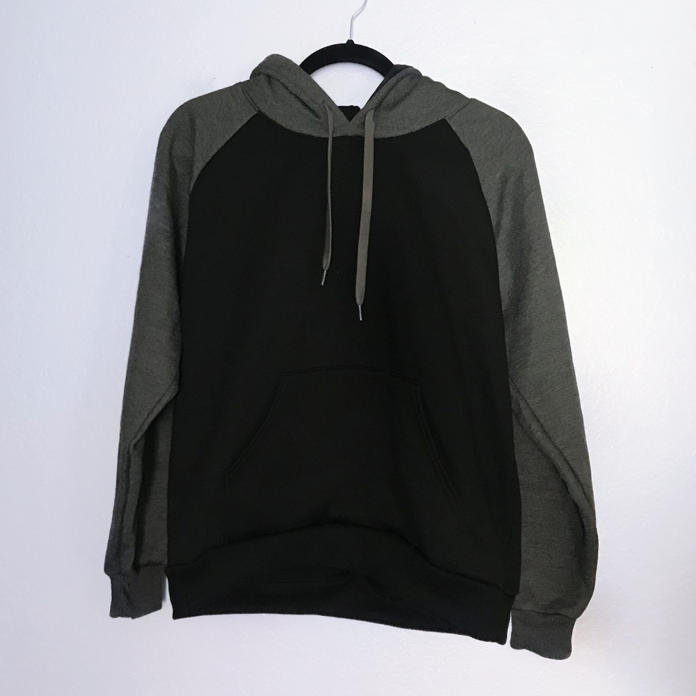 basic gray and black pullover hoodie